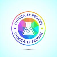 Clinically proven icon, Clinically tested label, low poly style vector