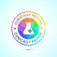 Clinically proven icon, Clinically tested label badge, low poly style vector