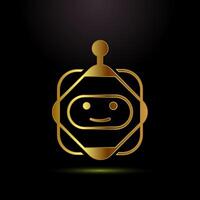 AI assistant icon design. virtual assistant sign, Robot icon in gold color style vector