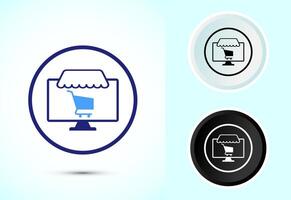 Online shopping icon illustration. Shopping symbol for apps and websites. Color black and white vector