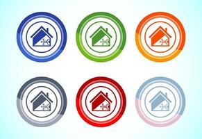 Smart house icon design, Smart home sign, 6 color button design set vector