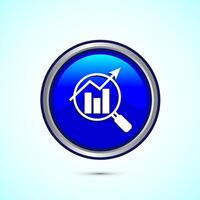 Data analytics icon design. Market research sign, analytic icon, Blue color round button design vector