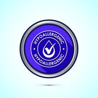 Hypoallergenic tested icon design illustration. Cosmetic certification label, Hypoallergenic icon sign, Blue color shadow button design vector