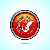 Hypoallergenic tested icon design illustration. Cosmetic certification label, Hypoallergenic icon sign, Orange color round button design vector