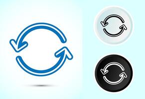 Sync processing icon design, Synchronization icon, Reload sign, Color black and white vector
