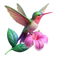 serene classic A delicate hummingbird hovering near a vibrant fuchsia flower, bathed in the soft, diffused light of a cloudy day, in a detailed, botanical illustration style original png