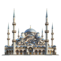 A Architectural Design of Grand Mosque with Multiple Domes and Minarets png