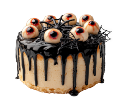 A cake with eyes and spider webs on it png