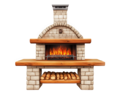 An image of a brick oven with fire png