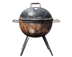 An old barbecue grill on a black background png
