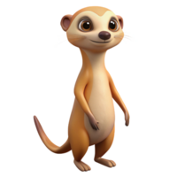 elegant classic A curious meerkat standing on its hind legs, under the bright, harsh light of midday sun, in a comical, cartoon style premium png