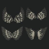four different wings on a black background vector