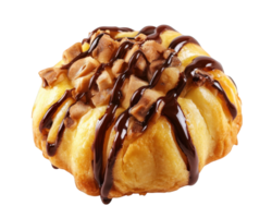 A pastry with chocolate and nuts on top png