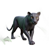 beautiful artistic A sleek panther stalking through a dense jungle, under the dim, filtered light of the rainforest canopy, in a mysterious, realistic style original png