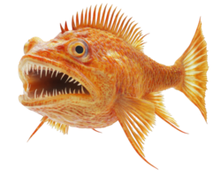 An orange fish with sharp teeth and sharp teeth png