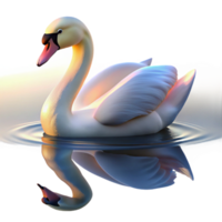 impressive vintage A graceful swan gliding across a still lake, illuminated by the soft, reflective light of a dawn sky, in a serene, realistic style 4K png