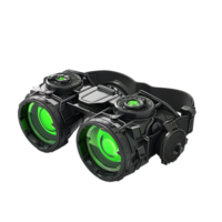 Futuristic Black Goggles with Green Lenses and Adjustable Headband png