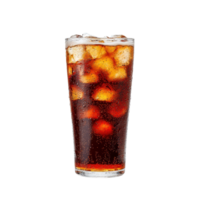 Refreshing cola drink with ice cubes in a glass on a transparent background. Perfect for summer refreshment. png