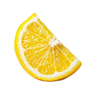 A juicy lemon wedge on a transparent background. Perfect for adding a citrusy touch to your designs. png
