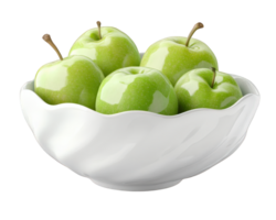 A bowl of green apples on a black background png
