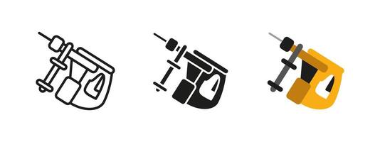Jigsaw tool icon. Electric cutting illustration. Handheld power saw for woodworking, carpentry and DIY projects. Used for precise curved and straight cuts in various materials. vector