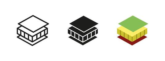 Insulation icon. Construction and building material illustration. Used for thermal and soundproof protection in walls, roofs and floors. Essential for energy efficiency and climate control. vector