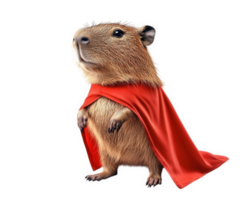Capybara capybara in red cape on black background png
