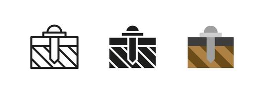 Nail screw icon. Construction fastener illustration. Hardware tool for securing materials in building. Industrial attachment pictogram for carpentry, mechanics and structural reinforcement. vector