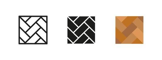 Floor icon. Parquet wood pattern illustration. Decorative tile design symbol for interior and architecture. Modern and classic surface texture pictogram for home and office decor. vector