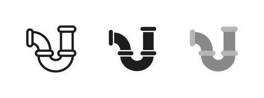 Pipe icon. Plumbing drain illustration. Sewer and water pipeline symbol for household and construction use. Infrastructure and sanitation concept representing drainage and waste management. vector