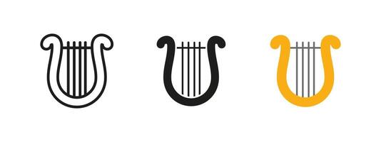 Lyre icon. Ancient string instrument illustration. Classical melody and cultural heritage symbol. Greek mythology and orchestral performance concept. vector