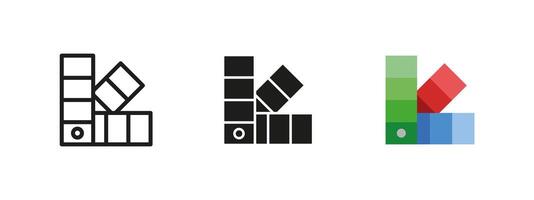 Color palette icon. Swatch selection illustration. Design and interior decoration symbol representing a variety of color samples. Graphic and printing concept pictogram for creative projects. vector