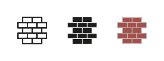 Brick wall icon. Construction material illustration. Architectural masonry symbol representing durability and structure in building design. Industrial and urban protection pictogram. vector
