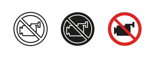 No camera icon. Surveillance prohibition illustration. Security and privacy restriction sign for no filming areas. recording ban and monitoring regulation pictogram. vector
