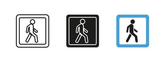 Walking area icon. Pedestrian movement illustration. Symbol indicating walking zone and path. Navigation and accessibility sign for urban planning, transportation hubs and public spaces. vector