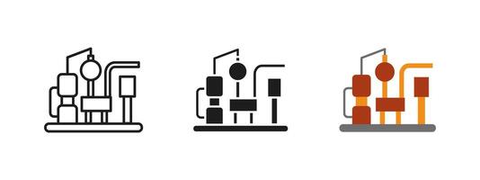 Factory icon. Industrial production illustration. Manufacturing and automation symbol. Engineering, machinery and processing concept. Technology and assembly pictogram. vector