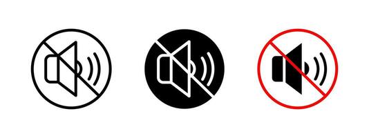 Mute icon. No sound illustration. Silent mode and volume off symbol for noise restriction and audio control. Speaker prohibition sign for quiet environments. vector