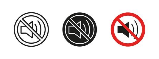 Mute icon. Sound off illustration. Volume restriction and audio prohibition symbol. Silence and no speaker sign. Notification control and warning pictogram. vector