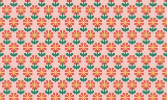 a detailed seamless composed of pixel designs with red flowers square on light pink background , design for fabric or various pattern printing works. vector