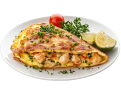 An omelet with chicken, tomatoes and parsley png