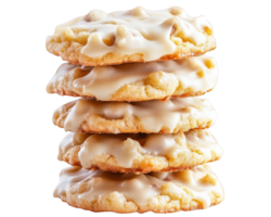 A stack of cookies with icing on top png