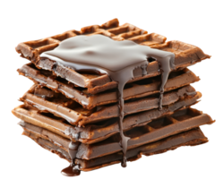 A stack of waffles with chocolate syrup on top png