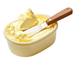 Butter in a container with a wooden spoon png
