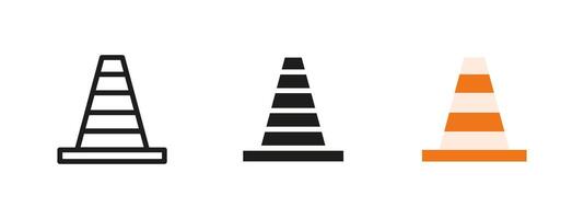 Traffic cone icon. Road safety illustration. Construction and hazard warning symbol for transportation and infrastructure projects. Used for signaling dangers and guiding traffic. vector