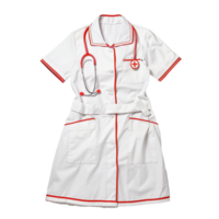 Classic White Medical Lab Coat with Red Trim and Stethoscope png
