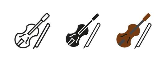 Violin icon. Classical string instrument illustration. Symbol of melody, harmony and orchestral performance. Acoustic music pictogram for concerts, symphonies and artistic expressions. vector