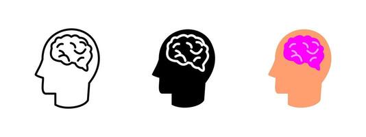 Brain icon. Human intelligence illustration. Mental health and cognitive thinking symbol. Psychology and neuroscience pictogram. Knowledge, memory and consciousness concept. vector