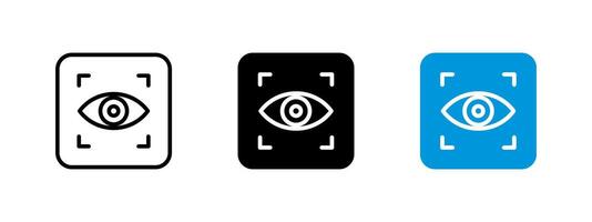 Eye recognition icon. Biometric security illustration. Surveillance and access control symbol for digital identification, safety verification and privacy protection. vector