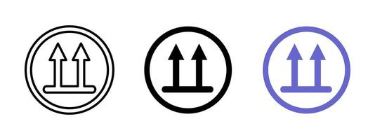 Package handling icon. This way up illustration. Shipping and cargo safety symbol indicating proper orientation for transport and storage. Fragile goods handling pictogram. vector