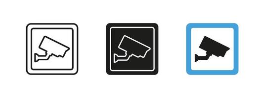 surveillance is in progress sign. Security camera icon. Surveillance monitoring illustration. CCTV system for safety and observation symbol. Security and digital monitoring application. vector